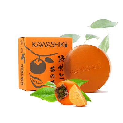 KAWASHIKI 100g Japanese Persimmon Handmade Soap Bar for Body - Persimmon Green Tea Helps Eliminate Body Odor for Men & Women
