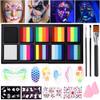 Janolia Rainbow Face Paint Kit - UV Fluorescent Split Cake, Water Activated Body Paint for Kids' Halloween, Carnival & Easter view 1