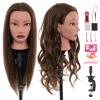 20" Mannequin Head Human Hair,100% Real Hair Mannequin Head,Cosmetology Human Hair Mannequin Doll Head for Hair Styling,Practice Braiding Styling Head with Table Clamp Suitable for Hair Extensions view 1
