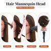 20" Mannequin Head Human Hair,100% Real Hair Mannequin Head,Cosmetology Human Hair Mannequin Doll Head for Hair Styling,Practice Braiding Styling Head with Table Clamp Suitable for Hair Extensions view 3