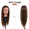 20" Mannequin Head Human Hair,100% Real Hair Mannequin Head,Cosmetology Human Hair Mannequin Doll Head for Hair Styling,Practice Braiding Styling Head with Table Clamp Suitable for Hair Extensions view 4