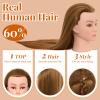 28Inch Mannequin Head with 80% Real Human Hair - Doll Head for Hair Styling Braiding Curling,Cosmetology Mannequin Head with hair with Table Clamp Hair Styling Set (Blonde) view 3