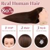 28Inch Mannequin Head Human Hair 80% Real Hair - Mannequin Head Cosmetology with Hair Doll head for hair Styling Braiding Curling, with Table Clamp Styling Set (Dark Brown) view 3