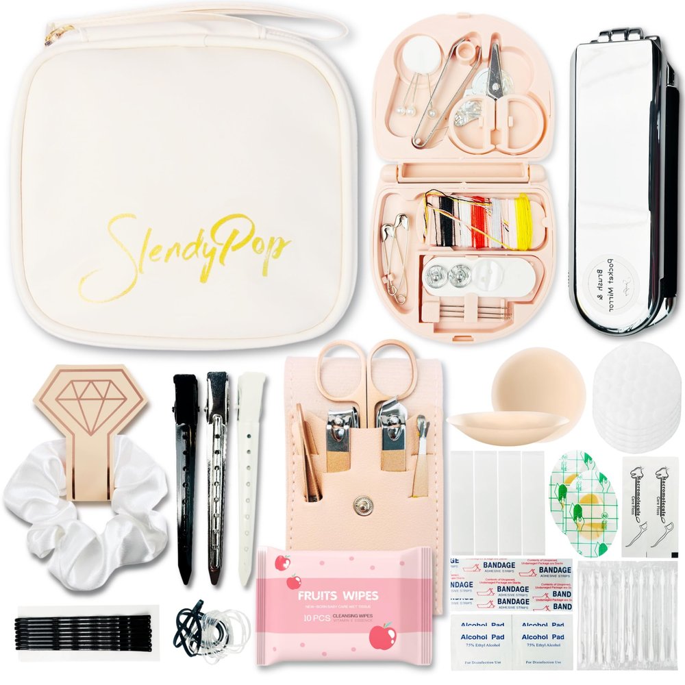 Women's Emergency Kit for Weddings 29 Essential Items for Brides Daily Use All in One Travel Kit Personal Care Survival Set for Team Bride (Queen Beige)