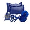 Revealed Pearl Natural hair essentials reversible and adjustable Satin bonnet, satin pillowcases, satin Scrunchies and headband set of 8 pieces (Dark blue/Royal blue) view 1