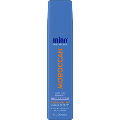 Minetan Moroccan Self Tan Foam | Tanning Treatments Collection | Super Dark Brown Skin Finish | 1 Hour Express Mousse | Ultra Deep Glow, Face & Body Fake Tanner, Argan Oil Infused | 6.7 Fl Oz
