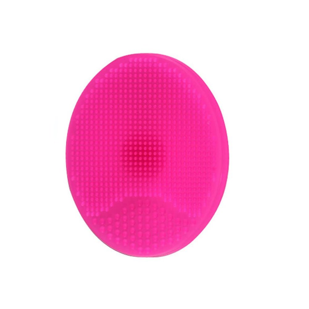 1PC Soft Silicone Facial Cleansing Pads Bath Wash Brush Hair Face Exfoliator Cleaning Scrubber Massage Shower Sponge Blackhead Removing Exfoliating for Shower Wash (Rosy)