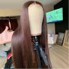 Imeya Brown Synthetic Lace Front Wig Dark Brown Straight Wig Glueless Long Brown Hair Wig Chocolate Brown Lace Front Wigs for Women Daily Party view 3