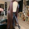 Imeya Brown Synthetic Lace Front Wig Dark Brown Straight Wig Glueless Long Brown Hair Wig Chocolate Brown Lace Front Wigs for Women Daily Party view 4
