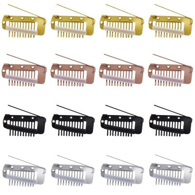 16pcs Wig Clip with Safety Pins, 10-Teeth Hair Extension Snap Clips in Invisible Strong Wig Combs to Secure Wig no Sew Chunni Grip Dupatta Setting Clips