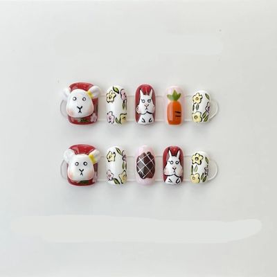 Handmade wearing armor, silver glitter, spicy girl manicure, European and American long pointed nail shape(Color:Drawn,Size:L)