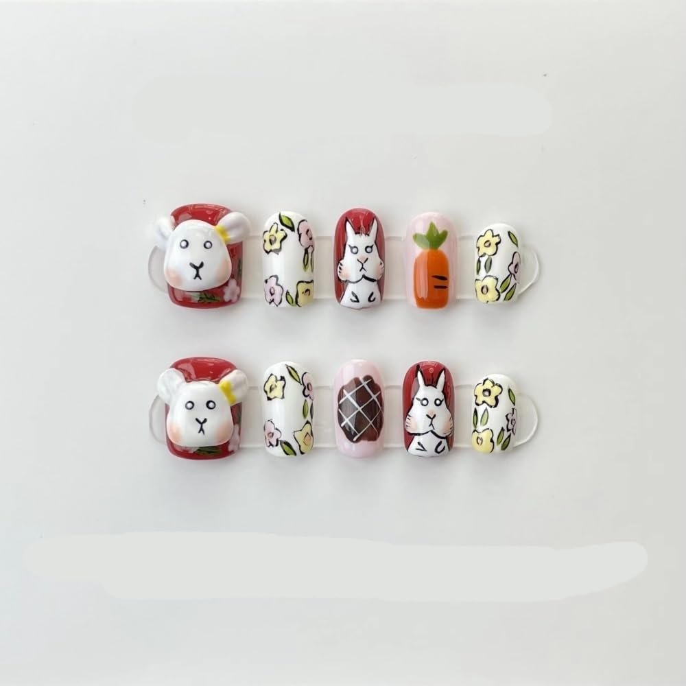 Handmade wearing armor, silver glitter, spicy girl manicure, European and American long pointed nail shape(Color:Drawn,Size:L)