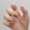 Handmade nail patches, finished milk coffee, halo dyeing, ice permeating, wearing, nail nails(Size:XS) view 3