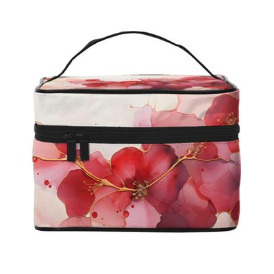 UOYO Watercolor Poppy Makeup Bag, Flower Floral Cosmetic Case for Women Large Make Up Case Brush Organizer Storage Box Wide-open Toiletry Bag