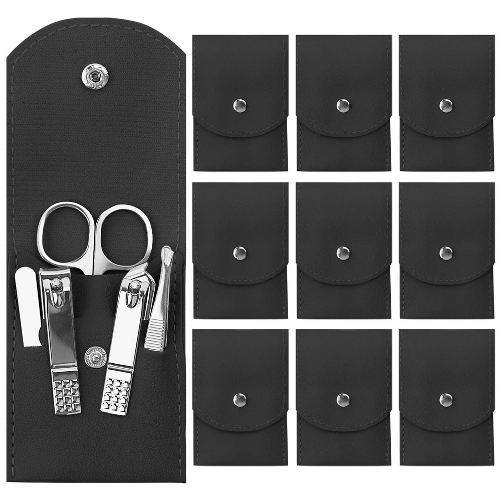 Manicure Set Bulk, Nail Clippers Kit Stainless Steel Fingernail Clippers Set, Sturdy Nail Tip Cutter Trimmers Professional Grooming Toenail Clippers Personal Pedicure Kits Gift Black (12 Pack 7 in 1)