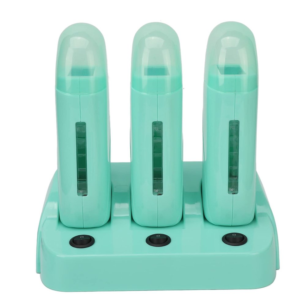 XHTLLO 3Pcs Roll On Wax Kit with Base, Electric Hair Removal Wax Heater Set for Armpit, Legs, and Arms, Quick Melting(US)