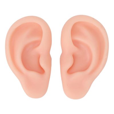 Silicone Ear Model, Soft Simulation Ear Body Realistic Artificial Reusable Part Kit for Earrings Jewelry Display Pierce Exercise Teaching Tool 1 Pair