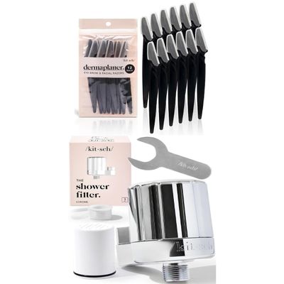 Kitsch Dermaplaning Tool (Black) & Shower Head Filter