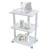 3 Tier Salon Trolley Cart, Rolling Cart, Glass Tray&Metal Frame Treatment Beauty Trolley, Rolling Service Spa Equipment Storage Holder Utility Tray with 4 Universal Wheels view 1