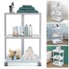 3 Tier Salon Trolley Cart, Rolling Cart, Glass Tray&Metal Frame Treatment Beauty Trolley, Rolling Service Spa Equipment Storage Holder Utility Tray with 4 Universal Wheels view 3