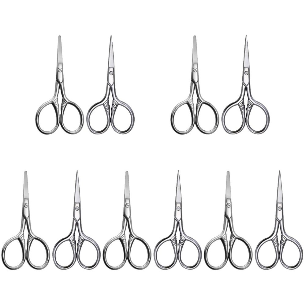 NOLITOY 10pcs Facial Hair Scissors Eyebrow Trimmer Men's Brow Scissor Small Hair Scissors Stainless Steel