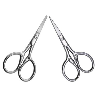 NOLITOY 2pcs Facial Hair Scissors Eyebrow Trimming Shears Small Stainless Steel for Nose Hairs Beards Lashes Safe Comfortable for Ages