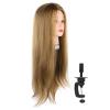 Traininghead 25.6in Female Human Hair Mannequin Head Hair,Styling Training Head Cosmetology Manikin Head Doll Head for Hairdresser with Clamp stand view 1