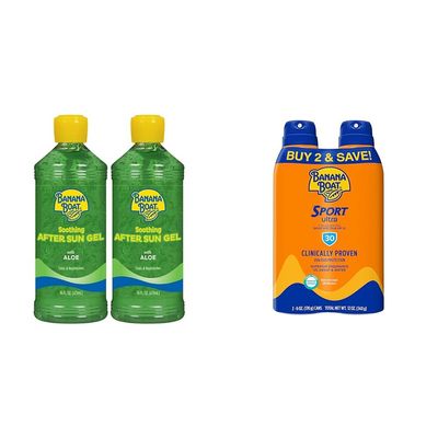 Banana Boat After Sun Aloe Gel Twin Pack and Sport Sunscreen Spray SPF 30 Twin Pack | Aloe Gel Sunburn Relief and Water Resistant Sunscreen
