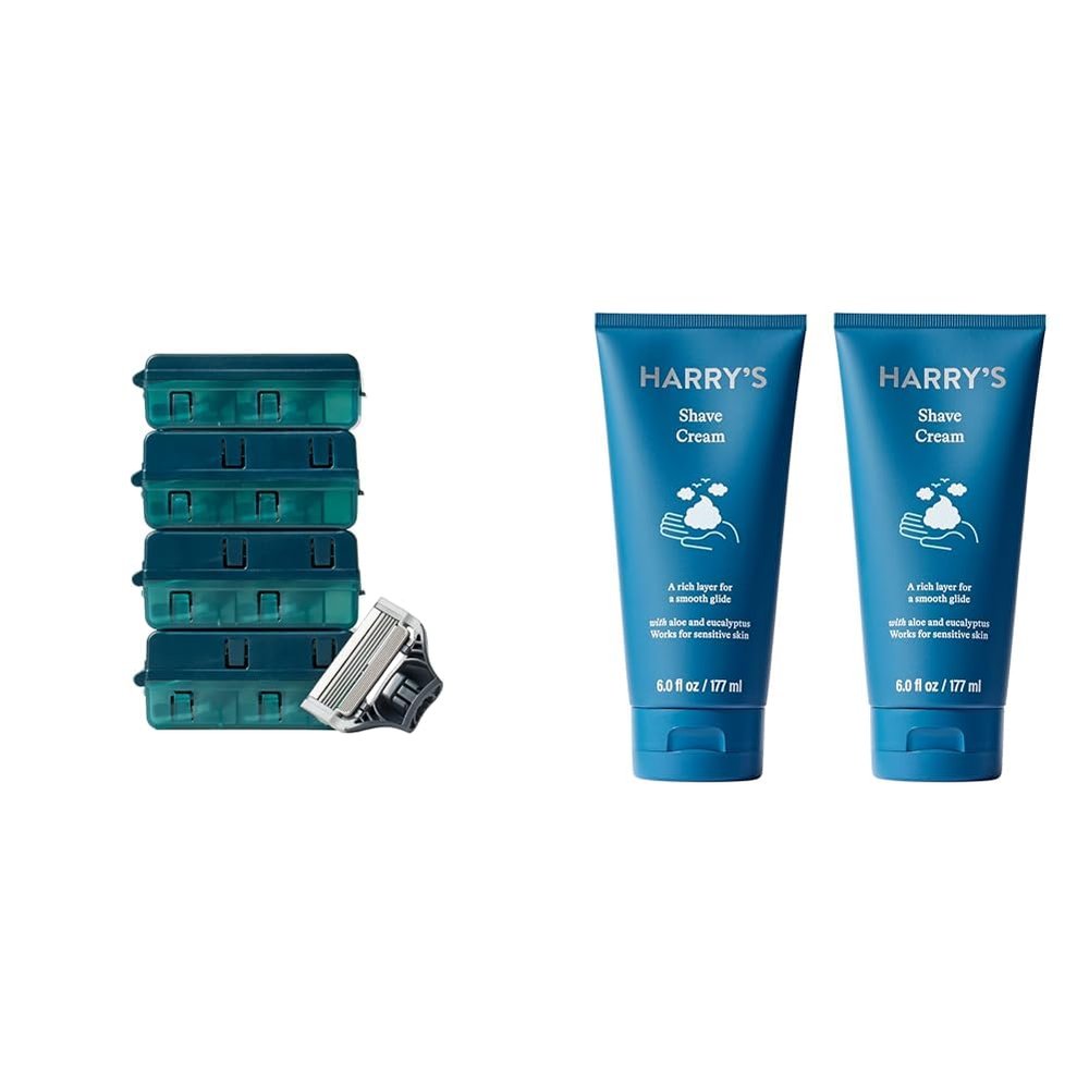 Harry's Razors for Men Refills 14 Count and Shaving Cream for Men 2 Pack