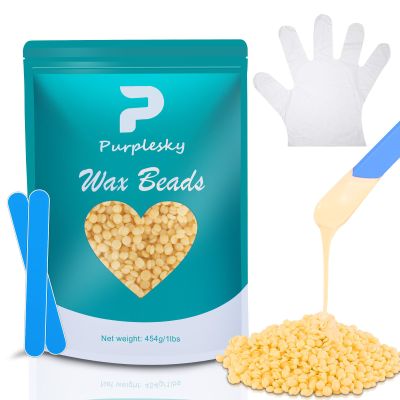 Hard Wax Beads, 1 Lbs Coarse Wax Beads for Hair Removal, Face Waxing Beads for Brazilian, Bikini, Leg, Armpit, Home Waxing Facial Beans, Hard Wax Beads Bulk Kit with Silicone Waxing Stick (Cream)