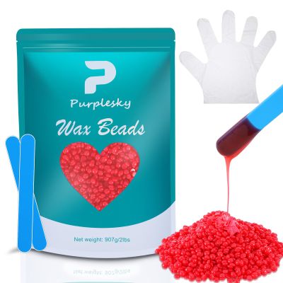 Coarse Wax Beads, 2 Lbs Hard Wax Beads for Hair Removal, Bikini Waxing Beads for Senstitive Skin, Brazilian, Leg, Face, Armpit, Home Waxing Bulk with Silicone Wax Stick (Strawberry)