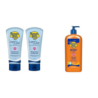 Banana Boat Light As Air Sunscreen Lotion SPF 50 Twin Pack and Sport Ultra SPF 50 Sunscreen Lotion