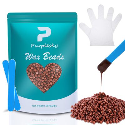 Coarse Wax Beads, 2 Lbs Hard Beads for Hair Removal, Bikini Waxing Beads for Brazilian, Leg, Face, Armpit, Home Waxing Facial Beans, Hard Beads Bulk Kit with Silicone Stick (Coffee)