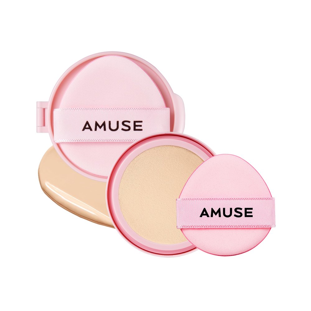 Amuse SEOUL DEW POWER VEGAN CUSHION ([REFILL] 1.5 NATURAL) | Dewy, glow, long-lasting, clean beauty, lightweight, natural look, foundation for sensitive skin, hydrating cushion