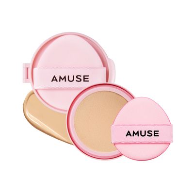 Amuse SEOUL DEW POWER VEGAN CUSHION ([REFILL] 02 HEALTHY) | Dewy, glow, long-lasting, clean beauty, lightweight, natural look, foundation for sensitive skin, hydrating cushion