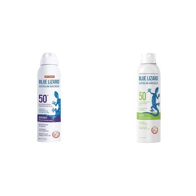 Blue Lizard Mineral Sunscreen Spray SPF 50+ for Athletes, Kids - Zinc Oxide Formula, 5 fl oz Each