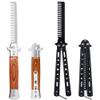 2 Pieces Automatic Switch Folding Practice Combs, Stainless Steel Butterfly Comb, Switchblades Comb, Outdoor Training Pocket Combs, Hair Brush for Beard, Mustache, Hair Styling Tools view 1