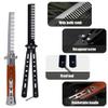 2 Pieces Automatic Switch Folding Practice Combs, Stainless Steel Butterfly Comb, Switchblades Comb, Outdoor Training Pocket Combs, Hair Brush for Beard, Mustache, Hair Styling Tools view 3