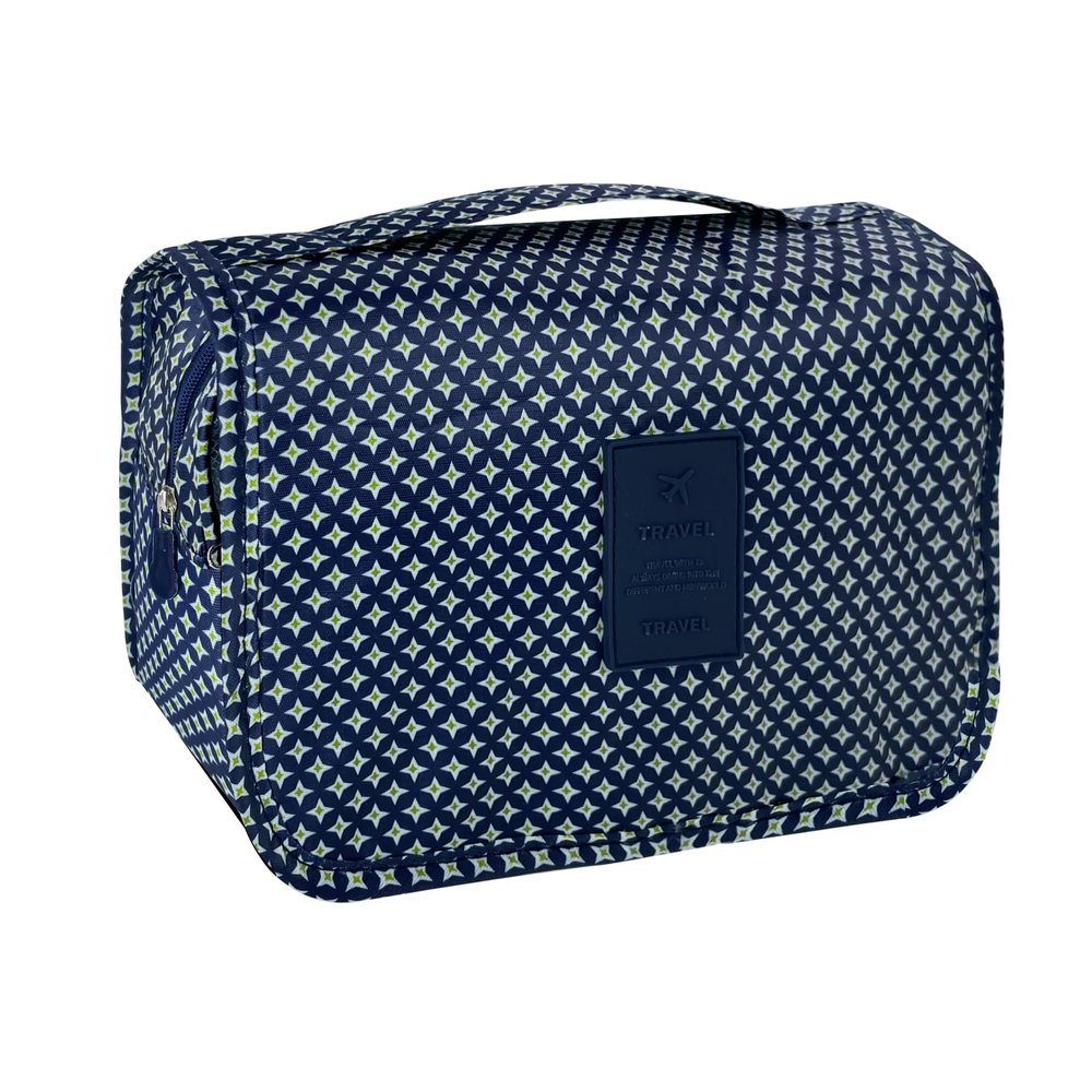 Lcsmaokin Large Capacity Toiletry Bag Travel Bag with Hanging Hook for Men and Women Waterproof Travel Cosmetic Bag Bathroom Storage Bag for Brushes Set,Full-Sized Shampoo,Accessories-Blue Stars