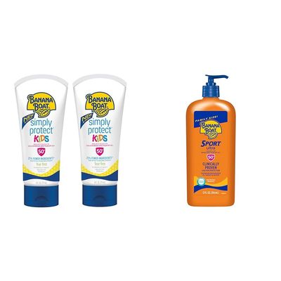 Banana Boat Kids Mineral Sunscreen SPF 50 Twin Pack and Sport Ultra Sunscreen SPF 50 Lotion
