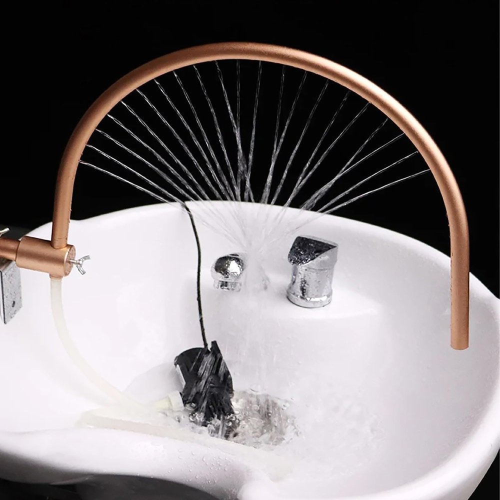 Boiyttylle Water Circulation Rack for Head Hair Salon, Beauty Tools & Accessories 180 Degree Arc Design, 21 Water Outlet Holes, Water Circulation Frame with Pump