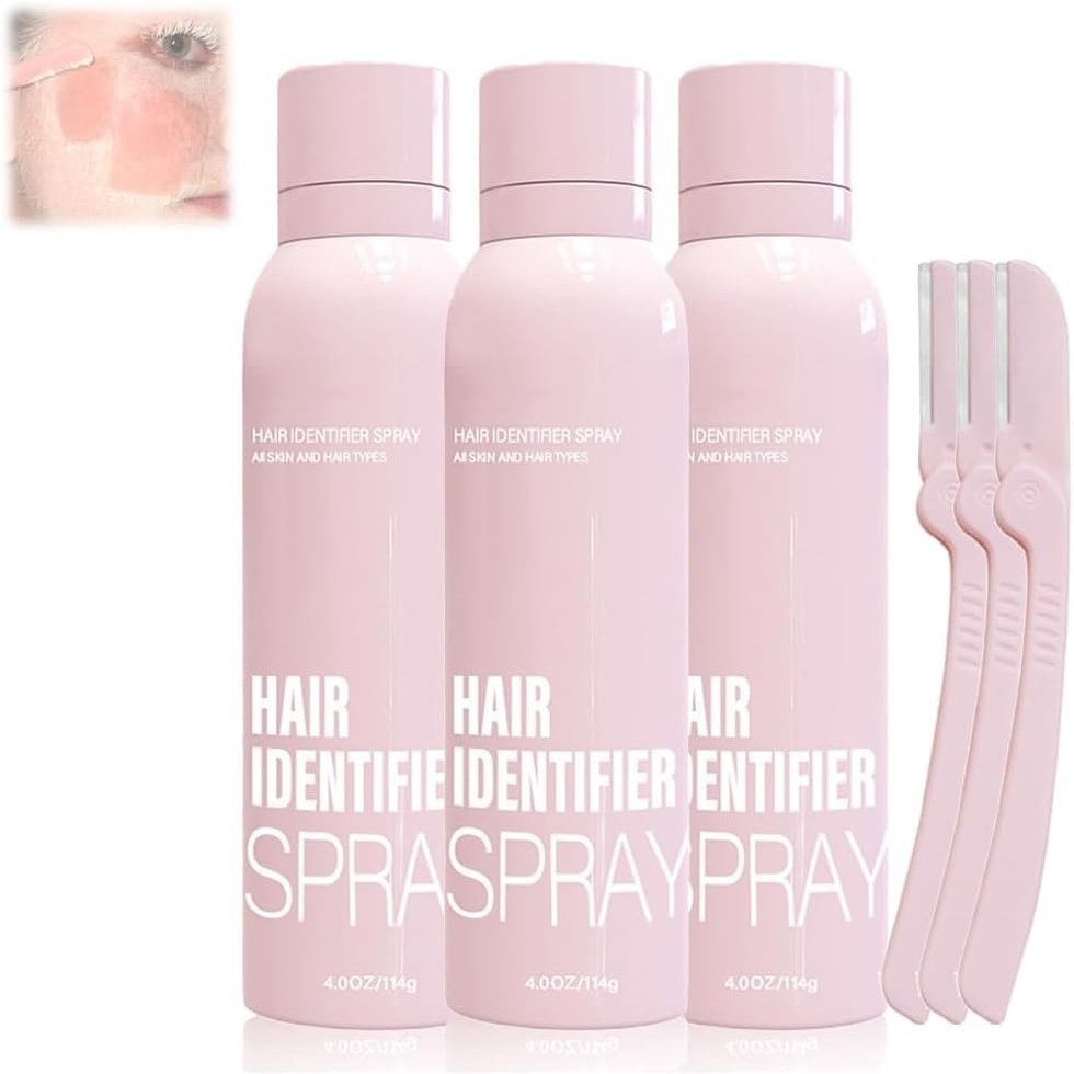 Hair Identifier Spray for Face Dermaplaning, 2024 New Hair Identifier Spray for Face Shaving,Body Hair Identifying Spray for Dermaplaning,Women Dermaplaning Tool for Face (3pcs)