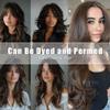 Dark Brown Curtain Bangs Layered Human Hair 13X6 Lace Front Wig for Women 13X6 Deep Part Glueless Long Wig with Curtain Bangs Loose Wave Wig Natural Hairline 24inch 150Density view 4