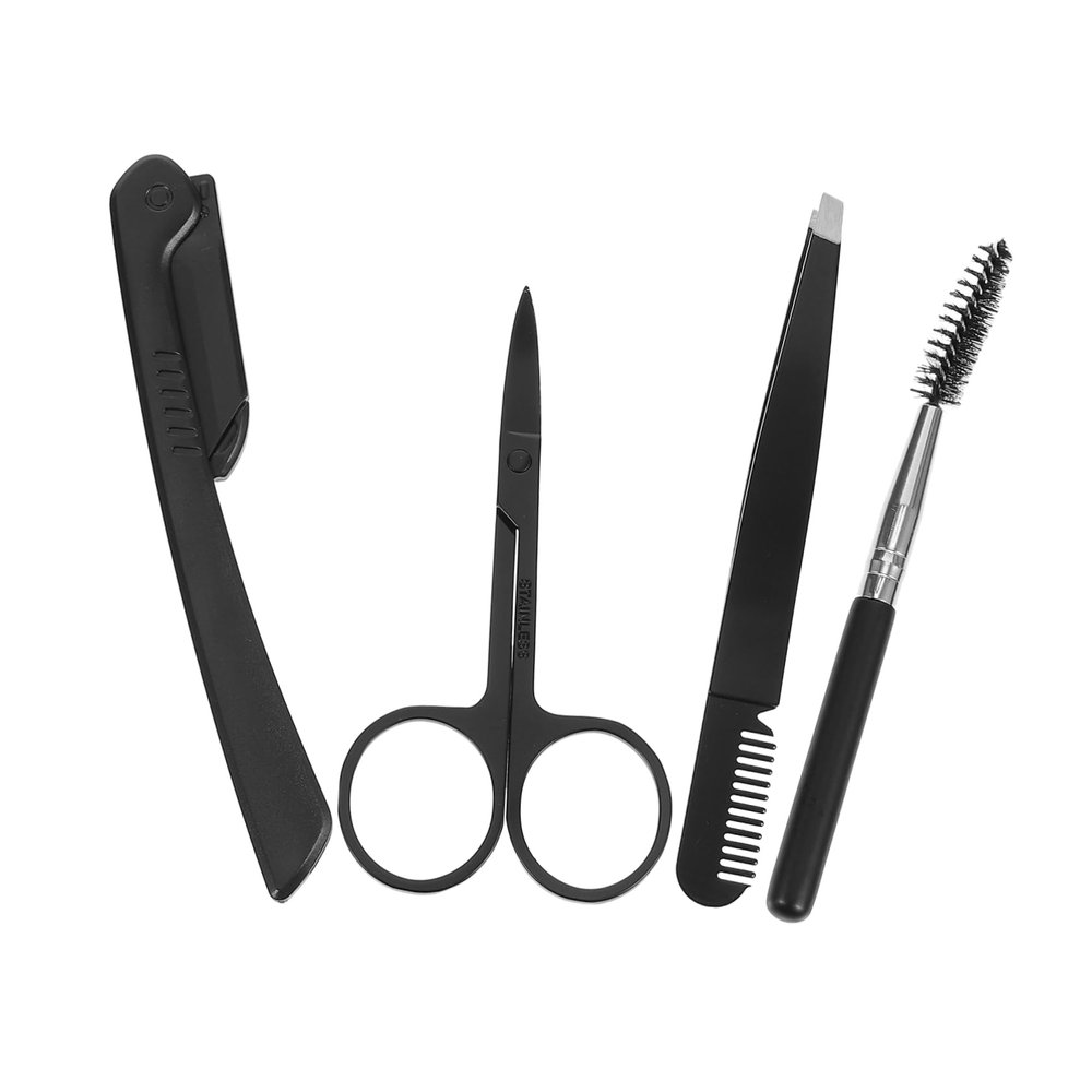 SKISUNO Elegant Eyebrow Grooming Kit Trimmer Shaper Scissors Tweezers Brush for
