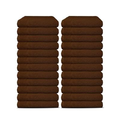 60 Pack Luxury Salon Towels, 100% Ringspun Cotton Comfort, Not Bleach Proof Highly Absorbent Barber Towels (27 x 16) Hair Towel Wrap for Women, Hand, Gym, Beauty, Spa & Home Hair Care  Brown