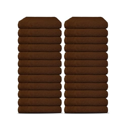 60 Pack Luxury Salon Towels, 100% Ringspun Cotton Comfort, Not Bleach Proof Highly Absorbent Barber Towels (27 x 16) Hair Towel Wrap for Women, Hand, Gym, Beauty, Spa & Home Hair Care  Brown