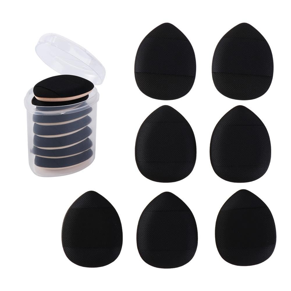 7pcs Mini Triangle Powder Puff, Mini Makeup Puff Finger Powder Puff,Makeup Sponges Makeup Tools for Foundation,Cream and Powder(black)