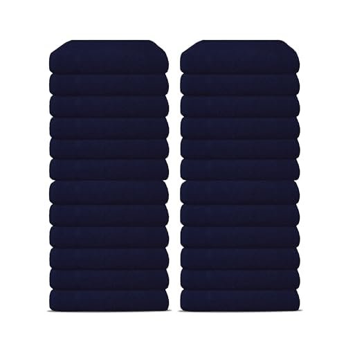 60 Pack Luxury Salon Towels, 100% Ringspun Cotton Comfort, Not Bleach Proof Highly Absorbent Barber Towels (27 x 16) Hair Towel Wrap for Women, Hand, Gym, Beauty, Spa & Home Hair Care  Navy Blue