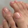 GLAMERMAID Press on Toenails,Nude Pink and Black White Toenails Press ons,48 Pcs 2 Sets UV Glossy Glue on Toenails for Women Girls,Reusable Acrylic Stick on Toenails for Spring Summer view 2
