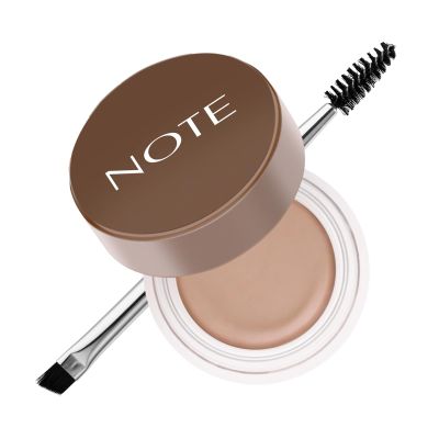 Note Cosmetique Brow Pomade Pigmented Eyebrow Pomade with Dual-Ended Brush - Smudgeproof, Waterproof Eye Brow Filler - 01 Light Brown - 0.16 oz